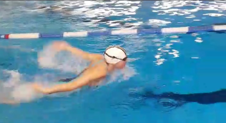 Andrea Nebel schwimmt Delphin